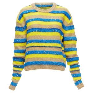 Ashish striped mixed sequins lurex knitted sweater top